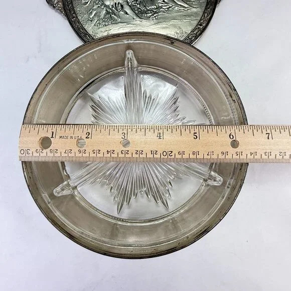 Vintage PNCW Silverplate Covered Divided Glass Relish Tray - Picture 13 of 14